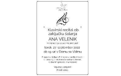 Klavirski recital ob zaključku šolanja – Ana Velenik