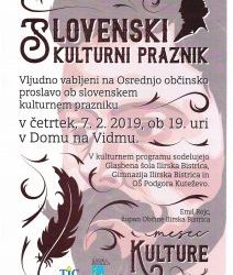 Osrednja občinska proslava ob slovenskem kulturnem prazniku