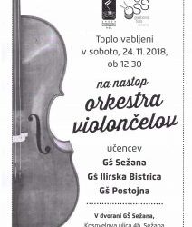 Nastop orkestra violončelov v Glasbeni šoli Sežana