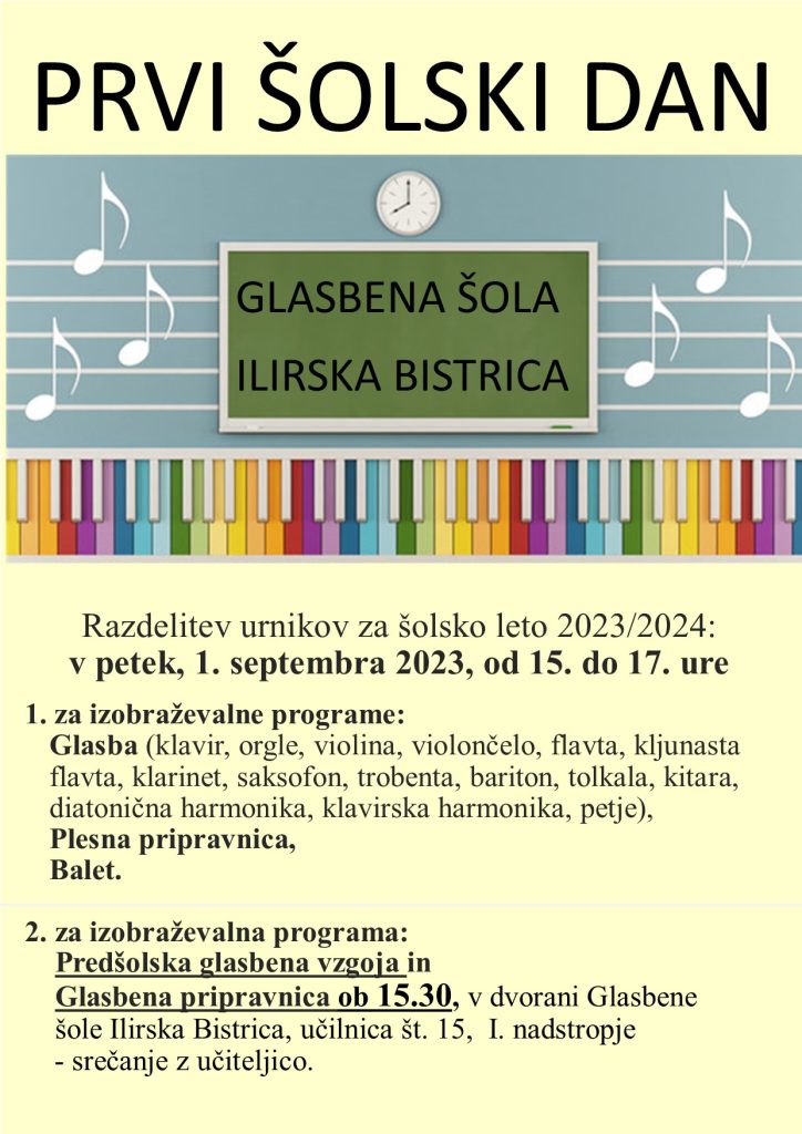 Prvi šolski dan, podelitev urnikov 2023 2024
