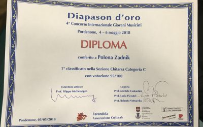Mednarodno tekmovanje mladih glasbenikov “DIAPASON D’ORO” 2018