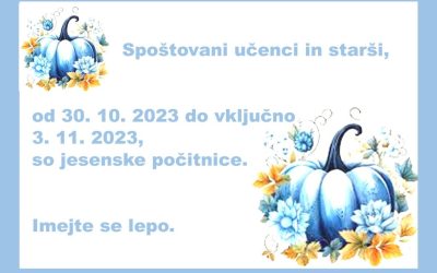 Jesenske počitnice šolsko leto 2023/2024