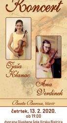 Koncert violinistk Tjaše Klanac in Ane Verdinek