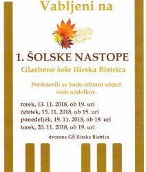 1. šolski nastopi v šolskem letu 2018-2019