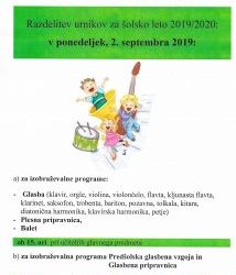 Prvi šolski dan za šolsko leto 2019/2020